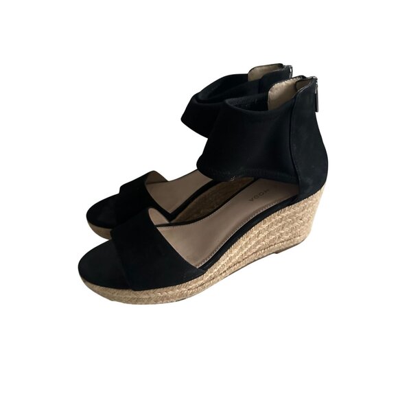 PELLE MODA Womens Black Espadrille Wedges Size 6.5 - Picture 3 of 9
